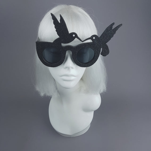 "Silueta" Black Glitter Hummingbird Sunglasses