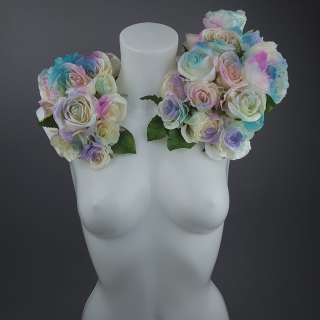 "Fée" OTT Pastel Rainbow Rose Moulded Shoulder/Neckpiece