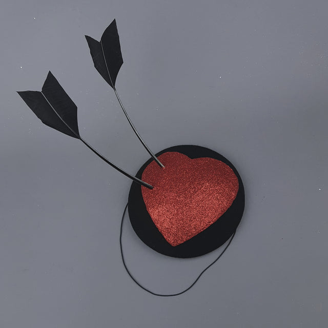 "Lovestruck" Red Glitter Heart & Bow Fascinator Hat