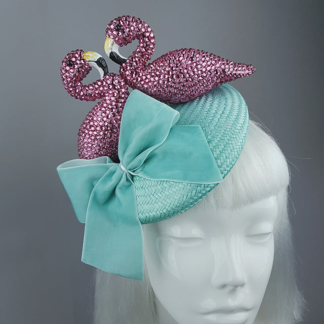 "Fou D'amour" Pink Crystal Flamingo Fascinator Hat