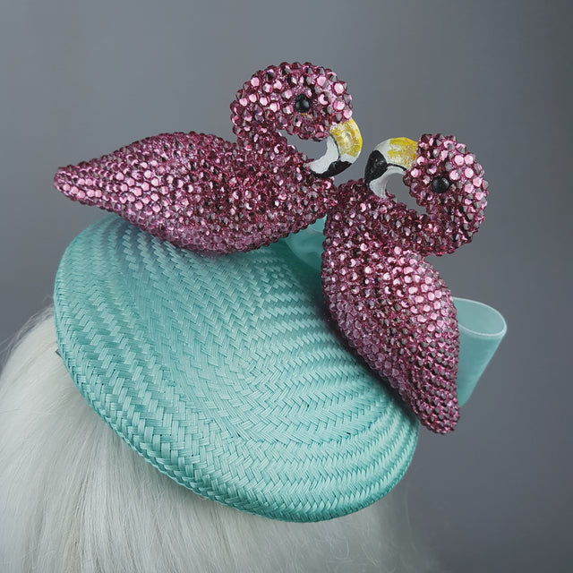 "Fou D'amour" Pink Crystal Flamingo Fascinator Hat