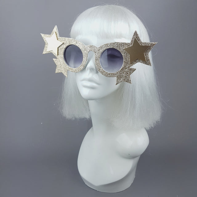 "Goldie" Gold Glitter Stars Sunglasses