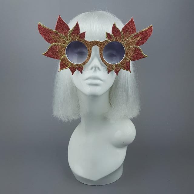 "Hot As Hell" Large Glitter Fire Flame Sunglasses