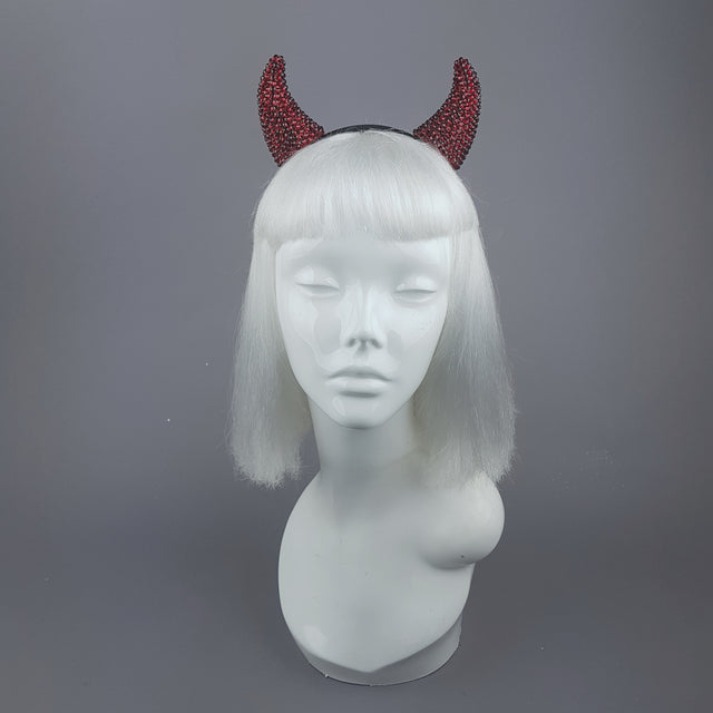 "Devil's Plaything" Red Crystal Horns Headband