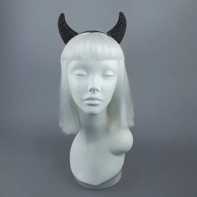 "The Devil Inside" Black Crystal Horns Headband