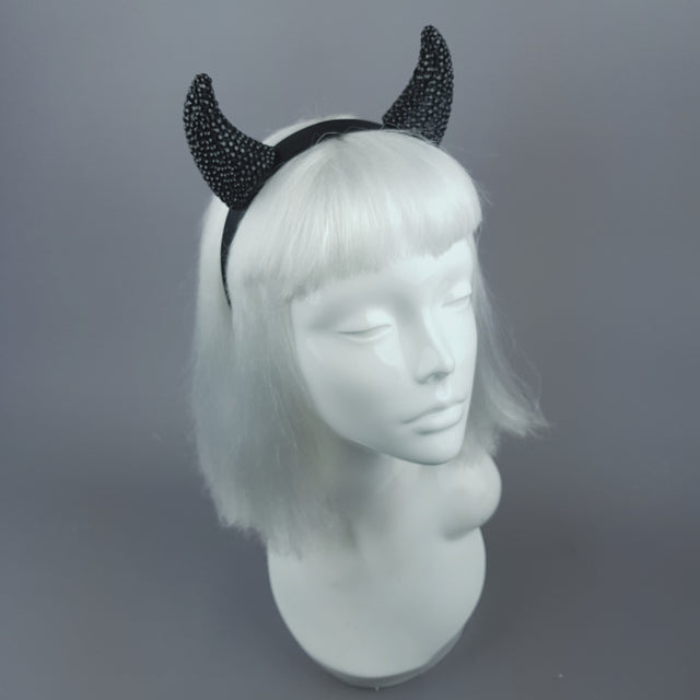 "The Devil Inside" Black Crystal Horns Headband