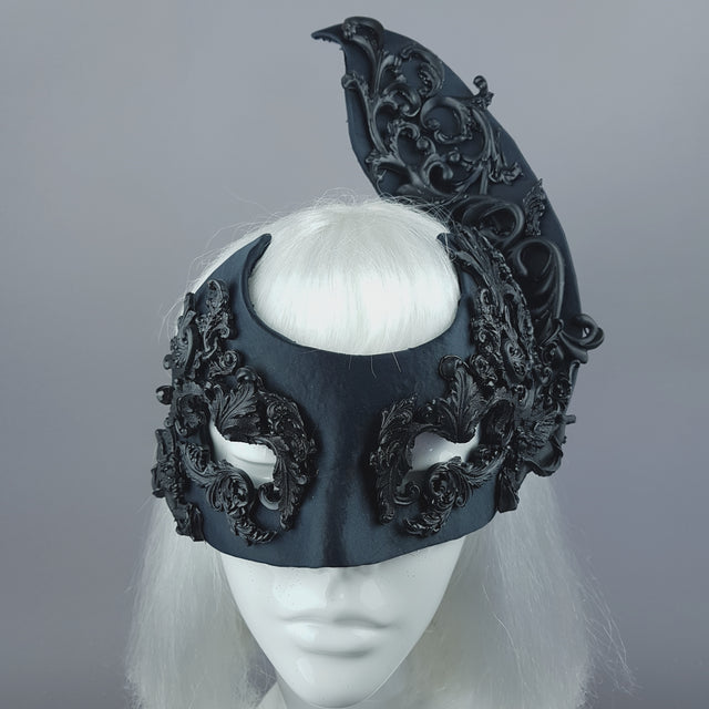 "Besotted" Black Satin Filigree Mask