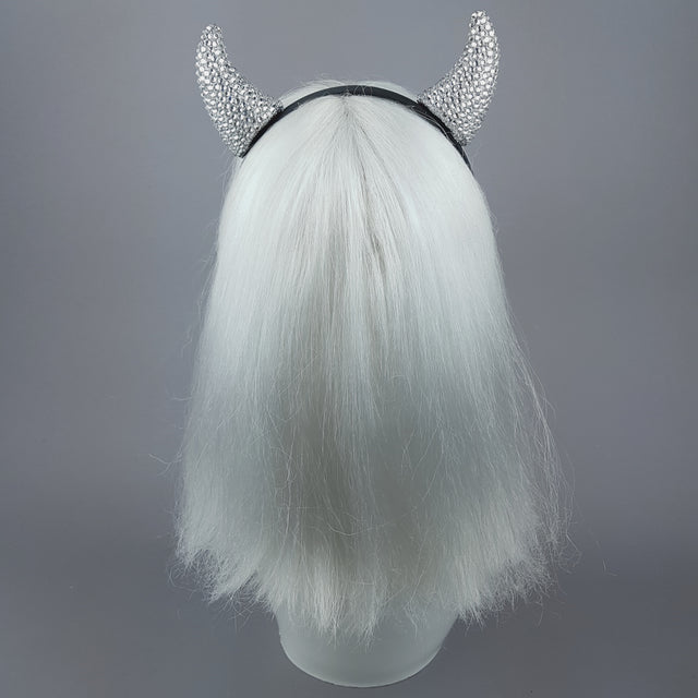 "Miss Lucifer’" Clear Crystal Horns Headband
