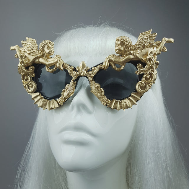 "Kalma" Gold Filigree & Bat Ornate Sunglasses