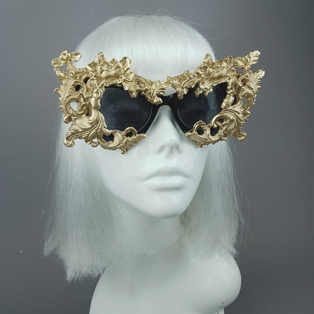"Lamia" Gold Filigree Catseye Sunglasses
