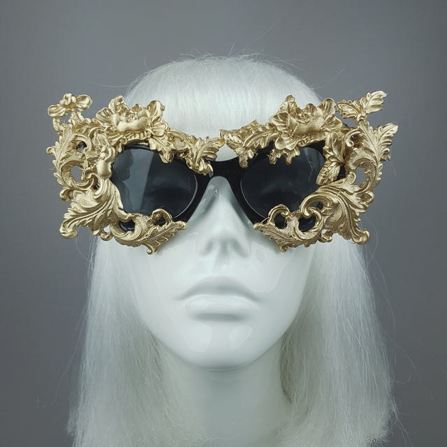 "Lamia" Gold Filigree Catseye Sunglasses