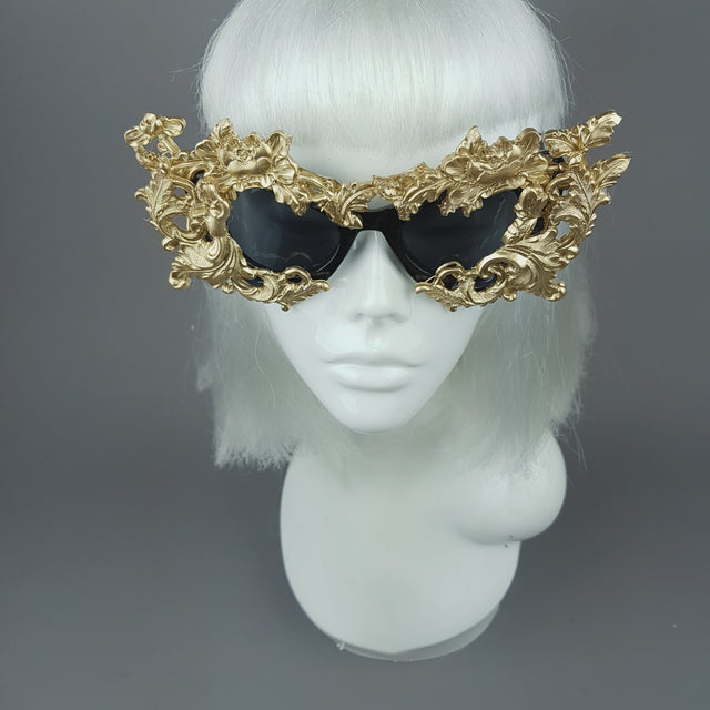 "Lamia" Gold Filigree Catseye Sunglasses