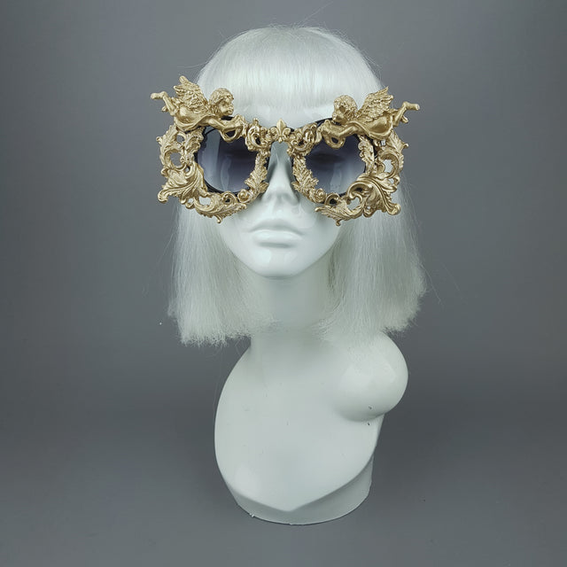 "Seraphim" Gold Filigree Ornate Cherub Sunglasses