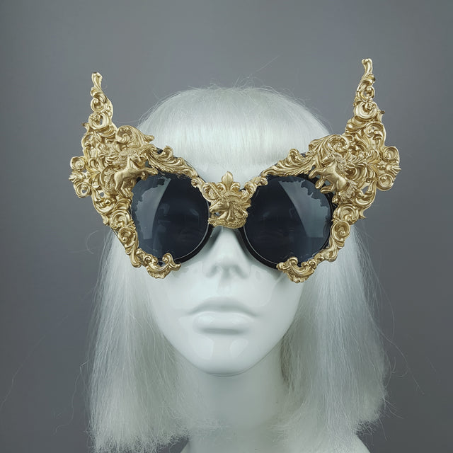 "Mystique" Gold Unicorn Filigree Sunglasses