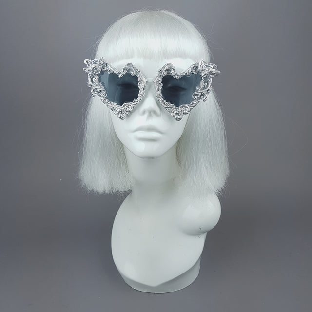 "Heart of Darkness" Silver Filigree Ornate Sunglasses
