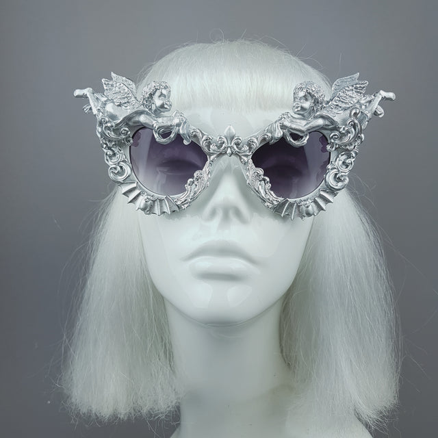 "Kalma" Silver Filigree & Bat Ornate Sunglasses