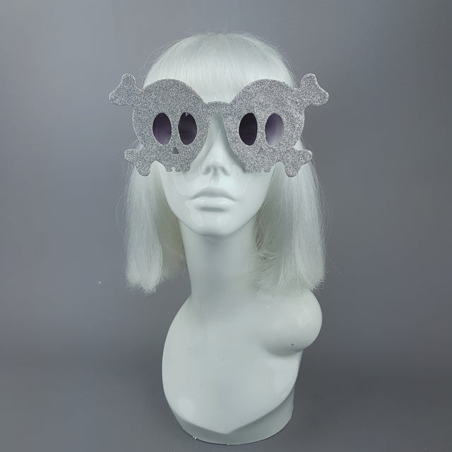 "Deadly" Dimond Silver Glitter Skull Sunglasses