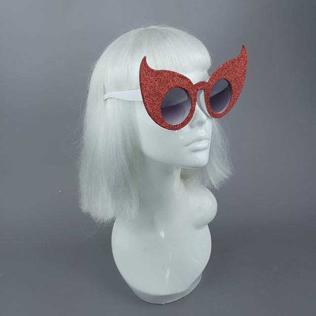"Hex" Red Glitter Devil Horn Sunglasses
