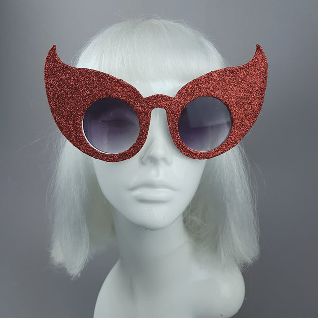 "Hex" Red Glitter Devil Horn Sunglasses