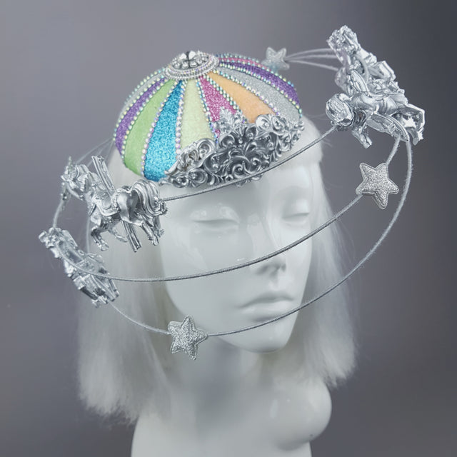 "CandyFloss Dreams" Pastel Circus Carousel Wired Veil Hat