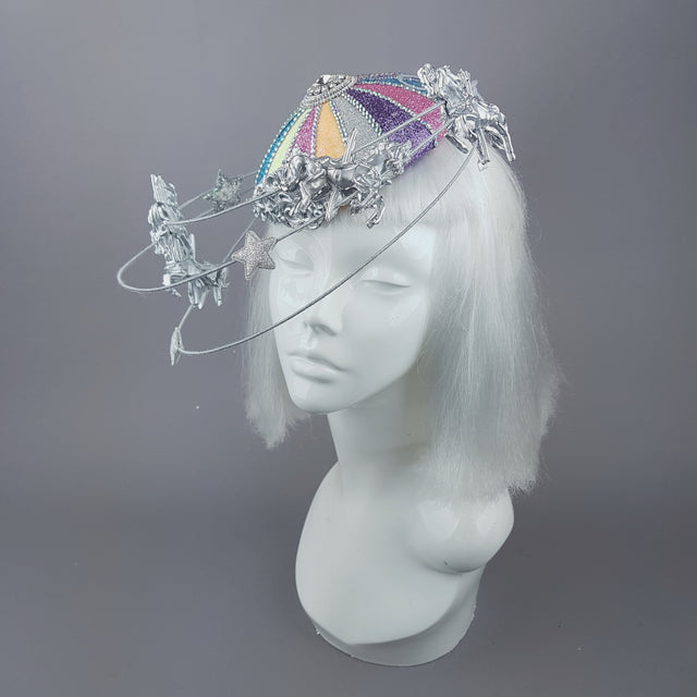 "CandyFloss Dreams" Pastel Circus Carousel Wired Veil Hat