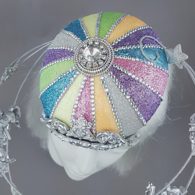 "CandyFloss Dreams" Pastel Circus Carousel Wired Veil Hat