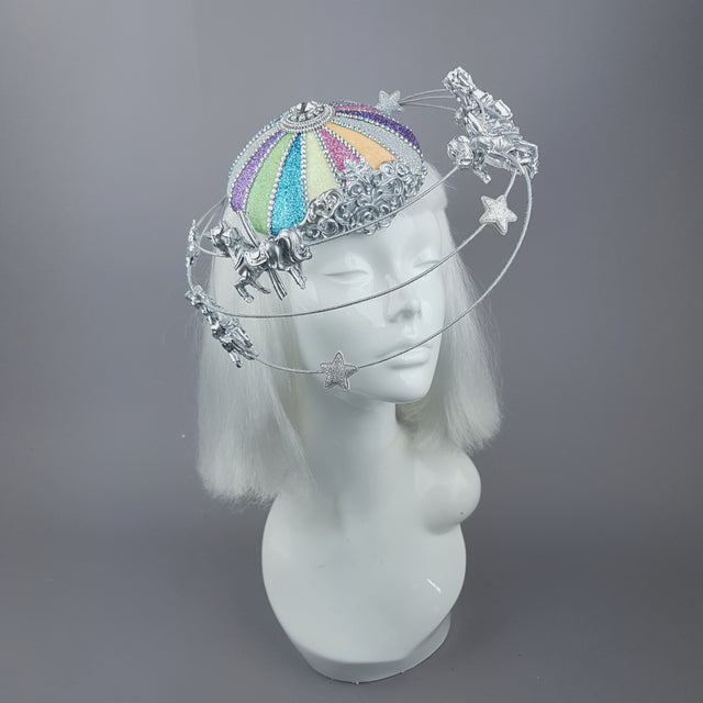 "CandyFloss Dreams" Pastel Circus Carousel Wired Veil Hat