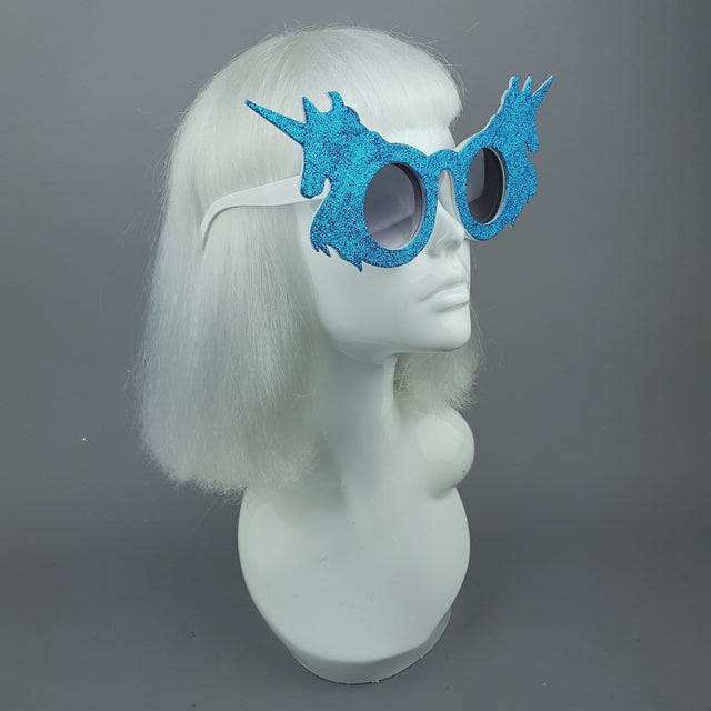 "Believe" Blue Glitter Unicorn Sunglasses