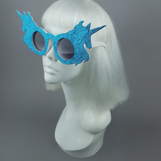 "Believe" Blue Glitter Unicorn Sunglasses