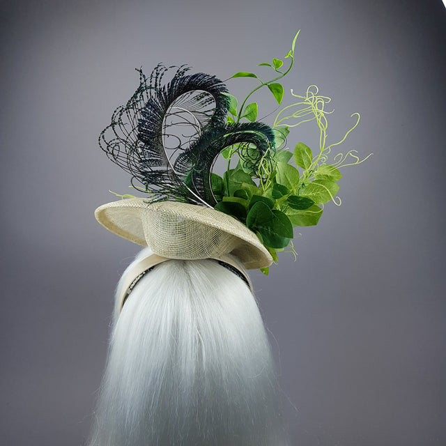 "Petit Pois" Peas, Peapod and Leaf Fascinator Hat