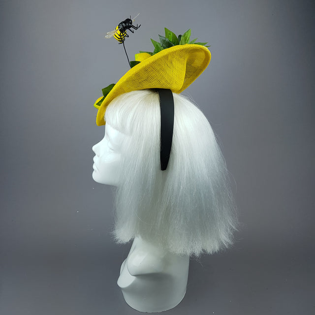 "Zest" Lemon & Bee Fascinator Hat
