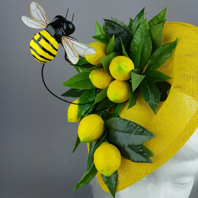 "Zest" Lemon & Bee Fascinator Hat