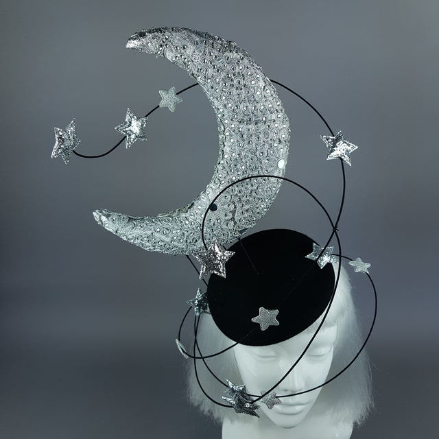 "Under The Silvery Moon" Moon & Stars Fascinator Hat