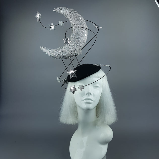 "Under The Silvery Moon" Moon & Stars Fascinator Hat