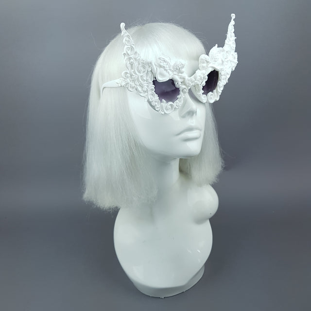 "Decadence" Outrageous White Filigree Sunglasses