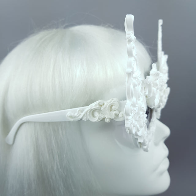 "Decadence" Outrageous White Filigree Sunglasses