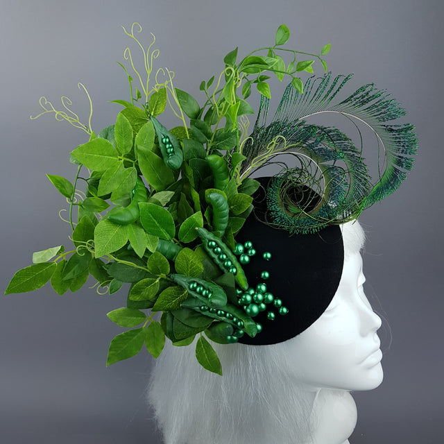 "Sugar Snap" Peas, Peapod and Leaf Fascinator Hat