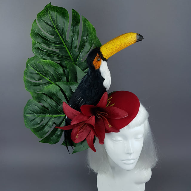 "Toco" Toucan Jungle Leaf Fascinator Hat