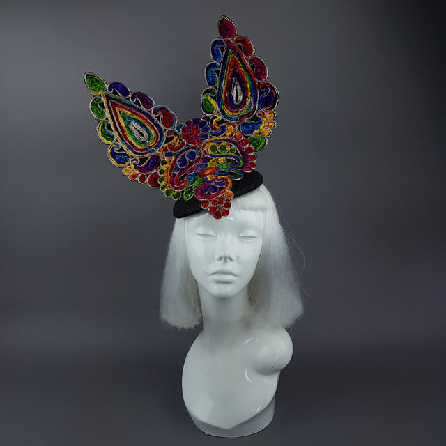 "Eirisse" Colourful Bunny Rabbit Ear Fascinator Hat