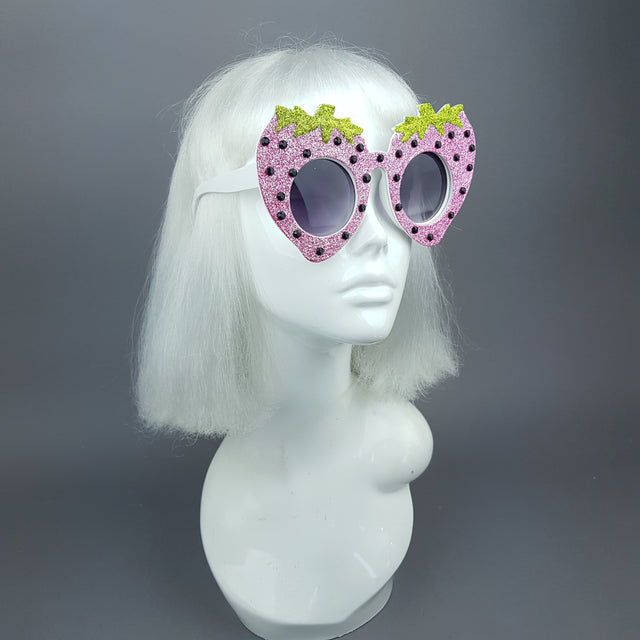 "Cupcake" Pink Strawberry Glitter Sunglasses