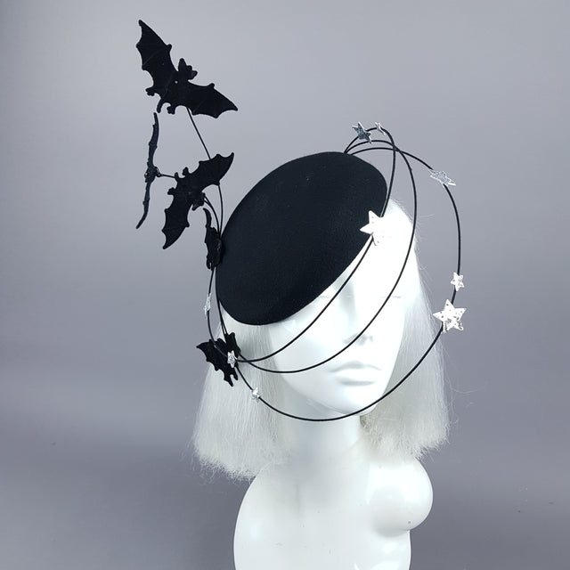 "Nisha" Flying Bat & Silver Stars Fascinator Hat