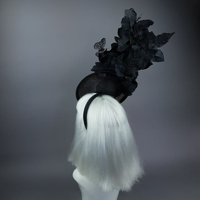 "Kiara" Black Rose & Butterfly Fascinator Hat