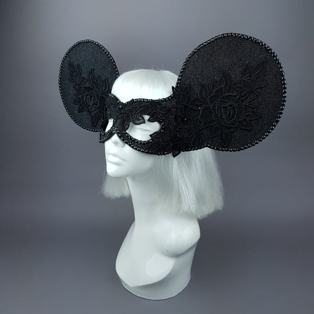 "Kiore" Black Giant Mouse Ears Mask