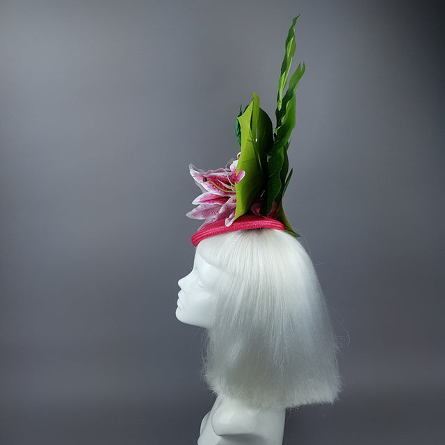 "Vuelo" Tropical Lily & Hummingbird Fascinator Hat