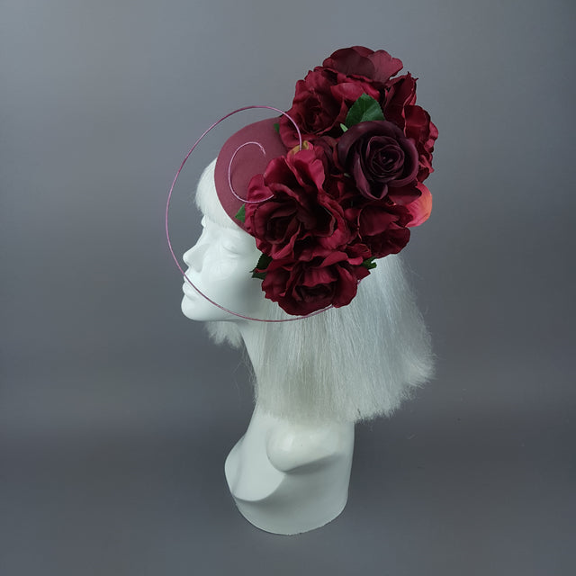 "Kaia" Dark Dusky Pink Rose Fascinator Hat