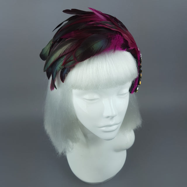 "Plume in Pink" Vintage Inspired Feather & Jewel Fascinator