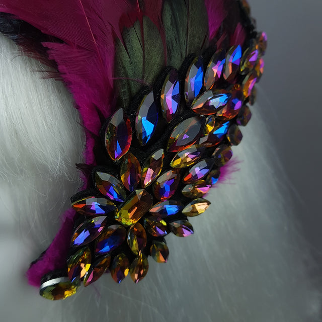 "Plume in Pink" Vintage Inspired Feather & Jewel Fascinator