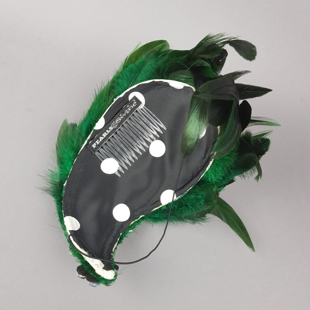 "Plume in Green" Vintage Inspired Feather Jewel Fascinator Hat