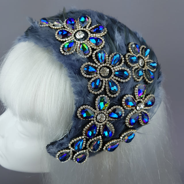 "Plume in Grey" Vintage Inspired Feather & Jewel Fascinator