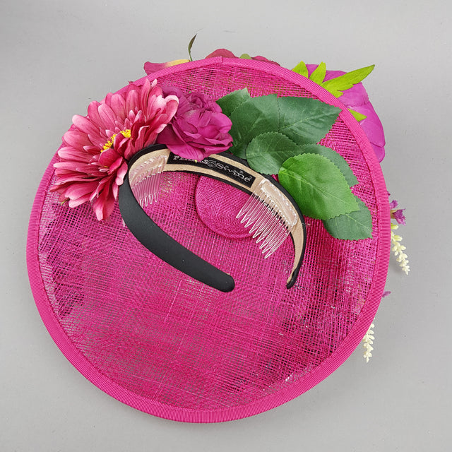 "Fleur" Hot Pink Floral Jewel Fascinator Hat